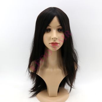 LWG71 16inch Human hair wig Front Lace Top Mono&Pu Hair Unit for Women