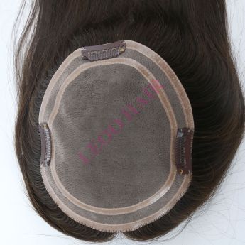 LSWT95-2 16inch 5.5x6inch Mono with 2 Circle NPU around Women Topper- Chinese Hair, 130% density