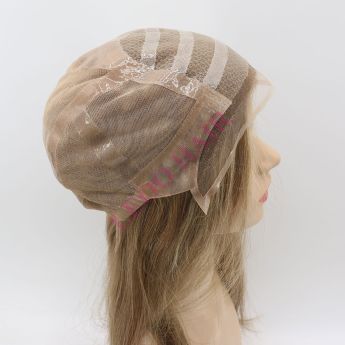 LCWAW66 Individuelle Perücke für Damen, Schweizer Spitze vorne, elastisches Netz mit Silikon-PU-Streifen