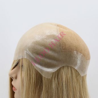 LCWAW52 Custom Full PU Knotted Base Wig Swiss Lace Back for Women