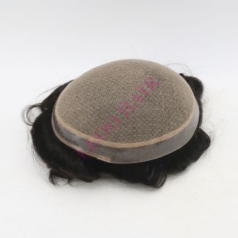 LCMT136 Custom Men Toupee Silk Base with Clear PU Around