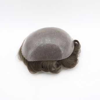 LCMT94 Custom 0.10-0.12mm Full PU Knotted Base Men Toupee