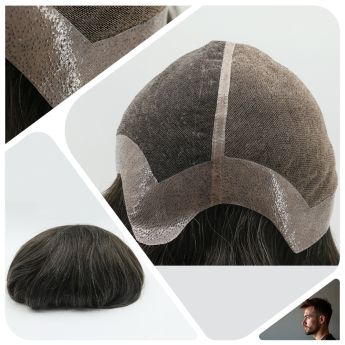 LCMAW1 Custom Alopecia Wig Swiss Lace with PU Around for Men