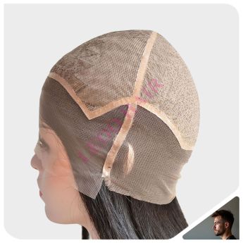 LCMAW27 Custom Men Wig Silk Base with Swiss Lace Around