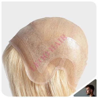 LCMAW34 Aangepaste Herenpruik Zwitserse Kant met PU Rondom met Buitenkant Zwitserse Kant Rondom