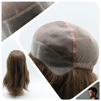 LCMAW4 Custom Men Wig Front PU,Top Mono,Back Elastic Lace