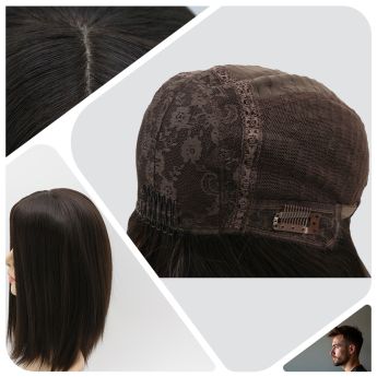 LCMAW55 Custom Men Wig Silk Top with Back Wefts