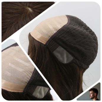 LCMAW6 Alopecia Wig Custom Silk Base Top with Wefts Sides&Back for Men