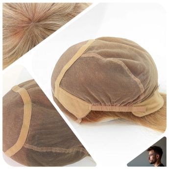 LCMAW75 Custom Men Wig Front Swiss Lace + Top Mono + Back Elastic Net