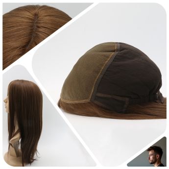 LCMAW77 Custom Men Wig Silk Front and Top + Back Elastic Net