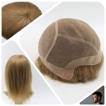 LCMAW78 Custom Men Front and Top Swiss Lace + Back Mono + NPU Around Wig