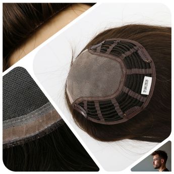 LCMT104 Custom men toupee Front and Top Mono with Wefts