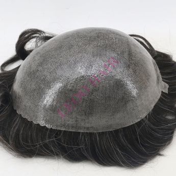 LCMT110  Custom men toupee Machine Injection PU Skin Toupee 0.10-0.12mm