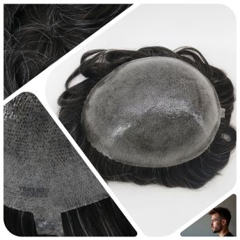 LCMT110  Custom men toupee Machine Injection PU Skin Toupee 0.10-0.12mm