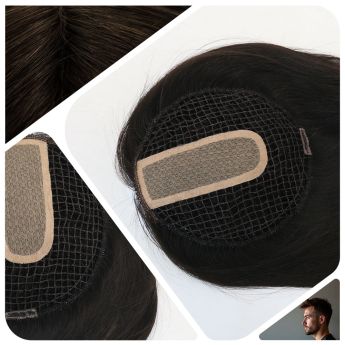 LCMT121 Custom Men Toupee Silk Parting and Fishnet