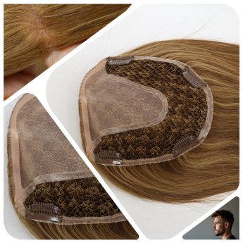 LCMT133 Custom men toupee Front and Top Mono Parting with Fish Net