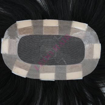 LCMT134 Custom men  toupee  Mono, one circle of NPU with double-sided tape and seam