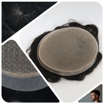 LCMT136 Custom Men Toupee Silk Base with Clear PU Around