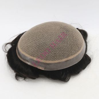 LCMT136 Custom Men Toupee Silk Base with Clear PU Around