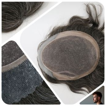 LCMT13 Custom Men Toupee Mono Lace with NPU Around