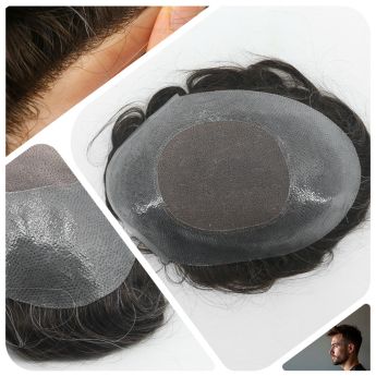 LCMT14 Custom men toupee  Mono with Wide Clear PU Around