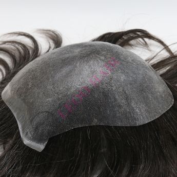 LCMT163 Perruque masculine sur mesure, en polyuréthane (PU) de 0,04 à 0,06 mm, fabriquée à la main par injection.