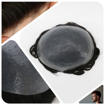LCMT32 Custom 0.04-0.06mm Full PU Vloop Base Men Toupee 