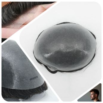 LCMT33 Custom 0.06-0.08mm Full PU Vloop Base Men Toupee