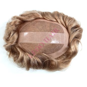 LCMT39 Custom men  toupee Mono with NPU around with Middle Strip NPU