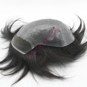 LCMT4 Custom Men Toupee Front Swiss Lace and PU Knotted Base