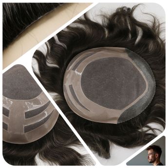LCMT7 Custom Toupee Bond Mono Top Coverage PU Front and Back 