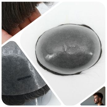 LCMT80 Custom 0.10-0.12mm Full PU Vloop Base Men Toupee
