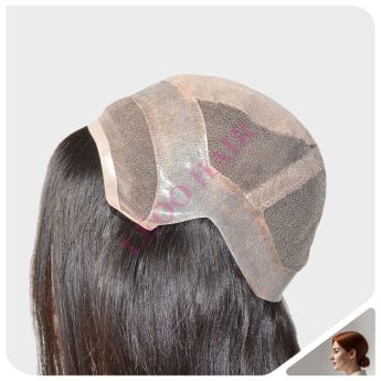 LCWAW20 Custom Women Wig Front Swiss Lace Top Silk with PU Around