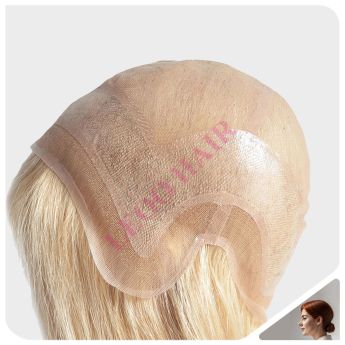 LCWAW34 Aangepaste damespruik met Zwitserse kant met PU rondom met Zwitserse kant rondom