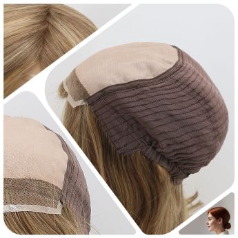 LCWAW49 Custom Wig Front Swiss Lace Top Mono with Back Wefts for Women