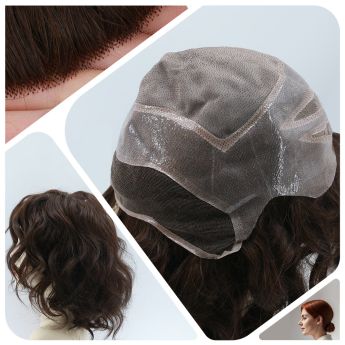 LCWAW50 Versalite Custom Wig Mono Top with Swiss Lace Front and PU Around for Women