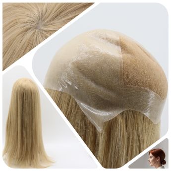 LCWAW52 Custom Full PU Knotted Base Wig Swiss Lace Back for Women