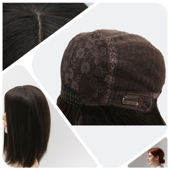 LCWAW55 Custom Women Wig Silk Top with Back Wefts