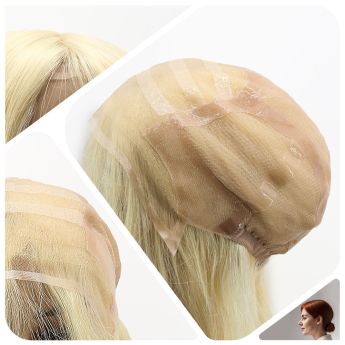 LCWAW66 Custom Women Wig Front Swiss Lace, Elastic Net with Silicone PU Strips