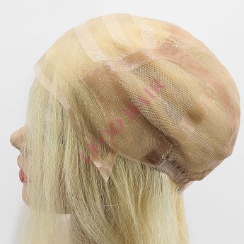 LCWAW66 Custom Women Wig Front Swiss Lace, Elastic Net with Silicone PU Strips