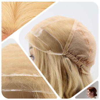 LCWAW69 Custom Women Wig Front and Temple Swiss Lace, Top Silk 4x4",Silicone PU, Back Elastic Net with NPU