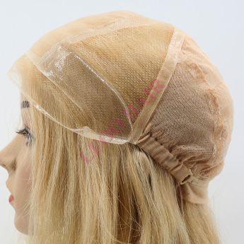 LCWAW69 Custom Women Wig Front and Temple Swiss Lace, Top Silk 4x4",Silicone PU, Back Elastic Net with NPU