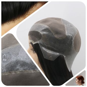 LCWAW71 Custom Women Wig Front Swiss Lace, Top and Back Area Mono, Other Area PU