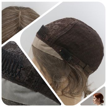 LCWAW83 Custom Women Wig Front Swiss Lace, Top Silk with Back Wefts