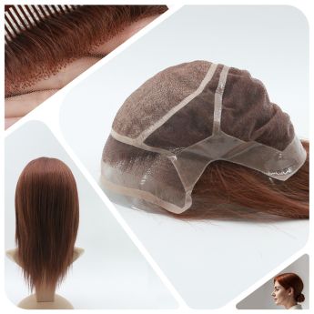 LCWAW9 Custom Women Wig Front Swiss Lace and Top Silk with Side and Back NPU