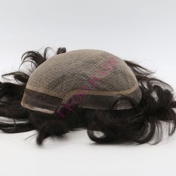 LCWT138 Custom Women Topper Front Swiss Lace Top Silk Base with Side and Back PU