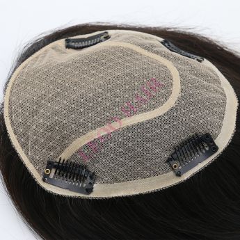 LCWT45 Custom Women Topper Lace and Silk Parting with NPU Around