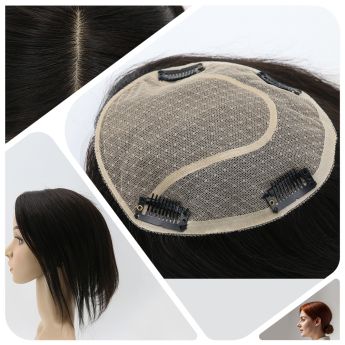 LCWT45 Custom Women Topper Lace and Silk Parting with NPU Around