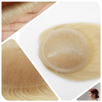 LCWT4 Custom Women Topper Front Swiss Lace and PU Knotted Base