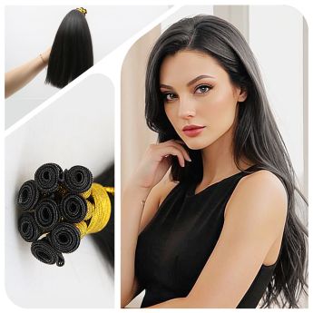LCWE24 Genius Weft Bundles Hair Extension Light Flat Human Hair Weft